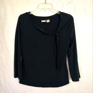 Merona black silky long sleeve blouse women's M   #264